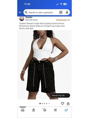 DENIM JORTS Black With Rhinestones Embellishment